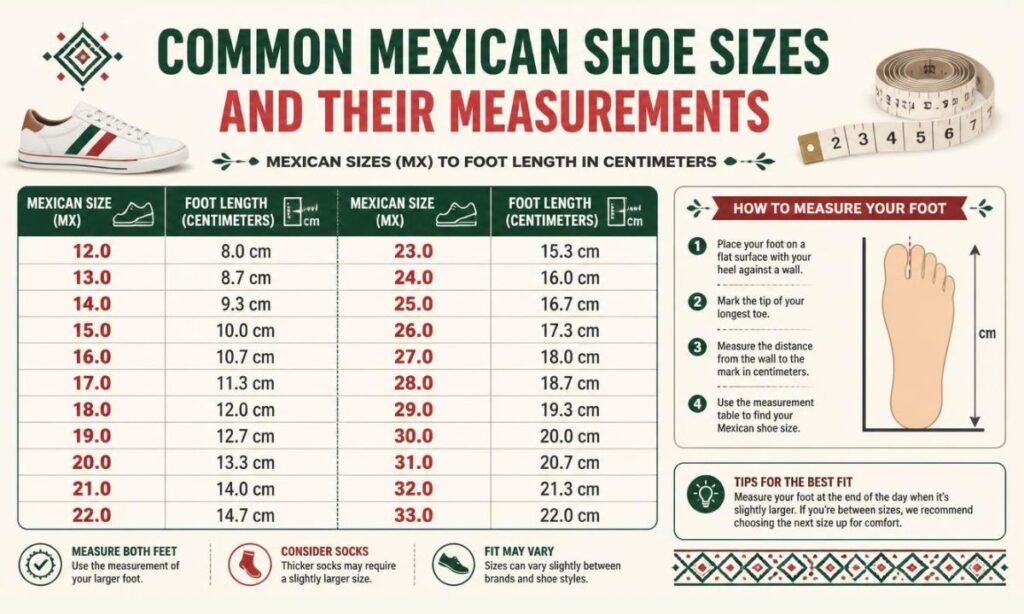 common-mexican-shoe-sizes-and-their-measurements